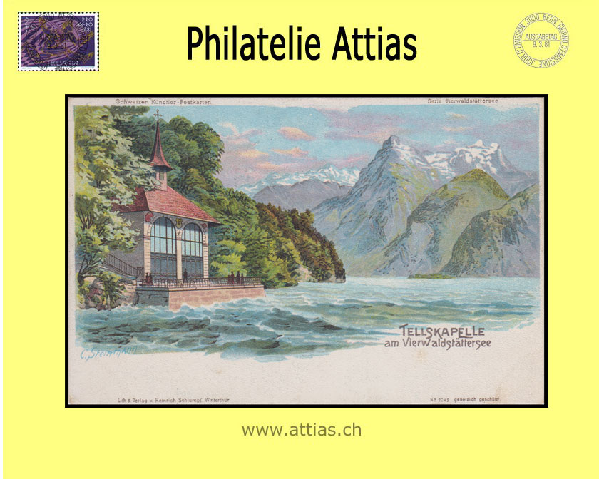 PC Tellskapelle UR color-litho am Vierwaldstättersee (bright)