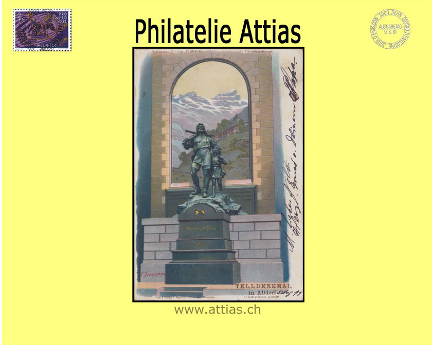 PC Altdorf UR color-litho Telldenkmal (1899)