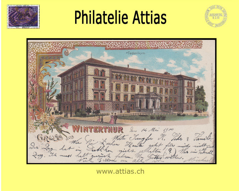 AK Winterthur ZH Gruss aus Technikum (1900)