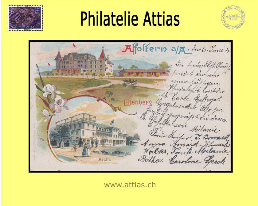 PC Affoltern am Albis ZH color-litho Gruss aus with 2 pictures
