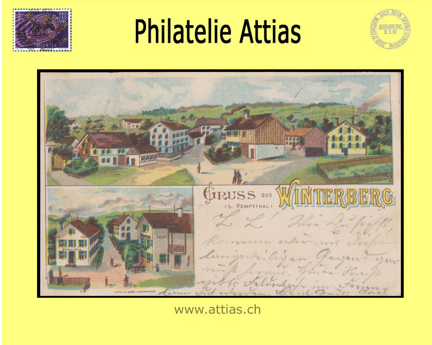 PC Winterberg ZH color-litho Gruss aus with 2 pictures (1900)