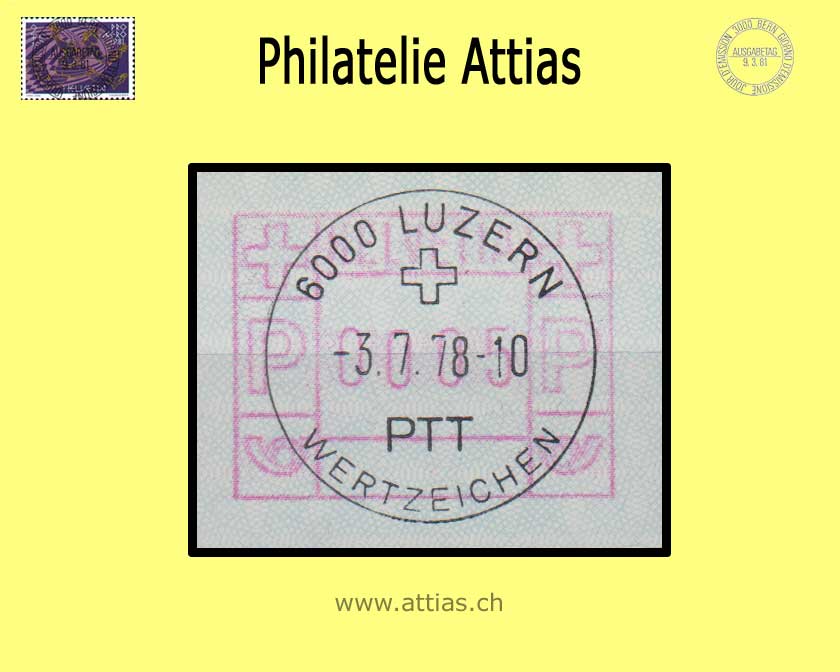 CH 1978 ATM Type 2,  Single value  with Full Cancellation Luzern