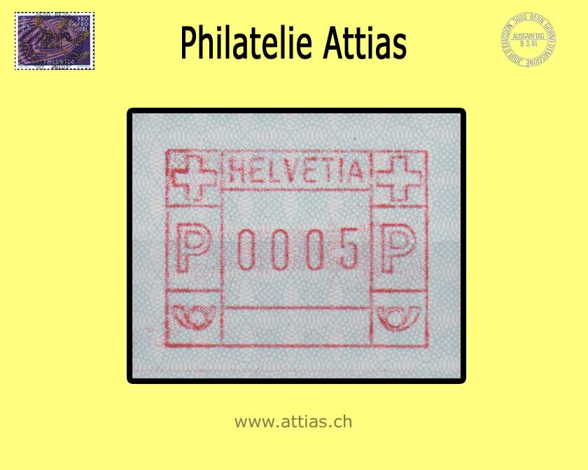 CH 1984 ATM Type 7,   Single value   MNH