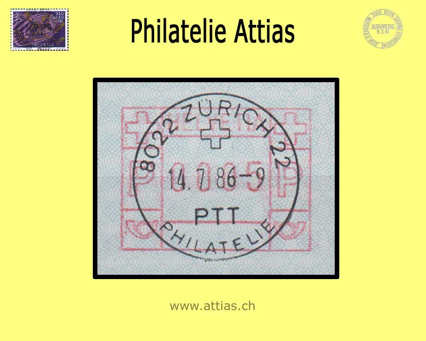 CH 1984 ATM Type 7A, Single value  with Full Cancellation Zürich