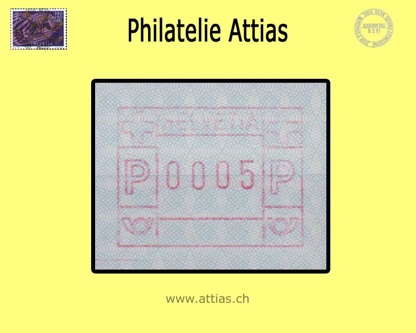 CH 1987 ATM Type 7Ax,   Single value    MNH