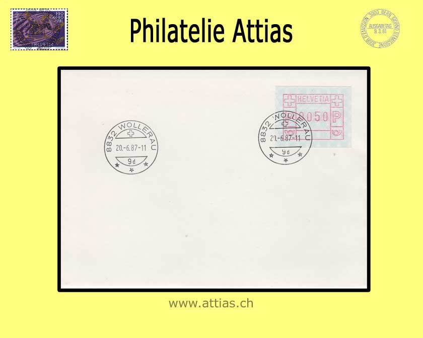 CH 1987 ATM Typ 7Ax,  FDC o.Adr. 20.06.87 Wollerau