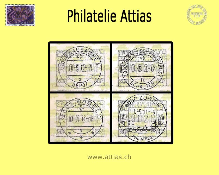 CH 2009 ATM Type 21z, 4 values cancelled last day in use (Frama stamps) 11.05.11
