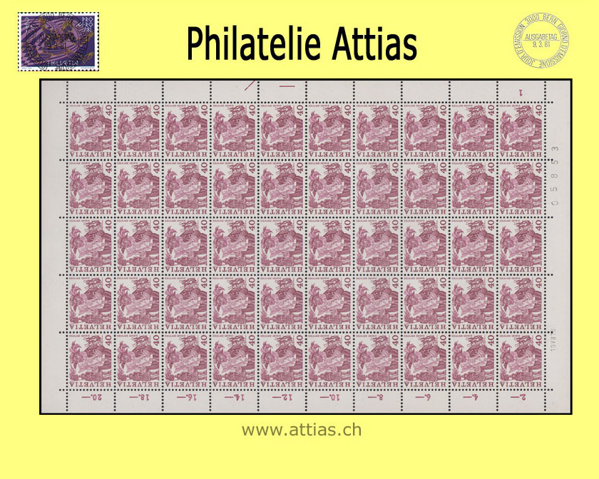 CH 1978 609 Escalade Geneve - Papieränderung - Bogen - Postfrisch