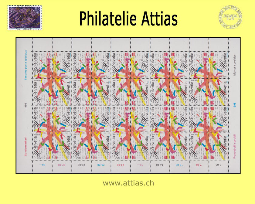 CH 1998 100 Jahre Bundesstaat - Zusammendruck-Bogen - Postfrisch