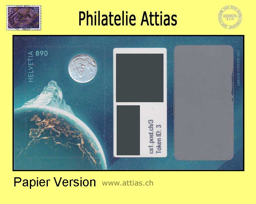 CH 2021 Swiss Crypto Stamps 1.0 Token ID 3, Piz Bernina, single value  MNH and NFT unused