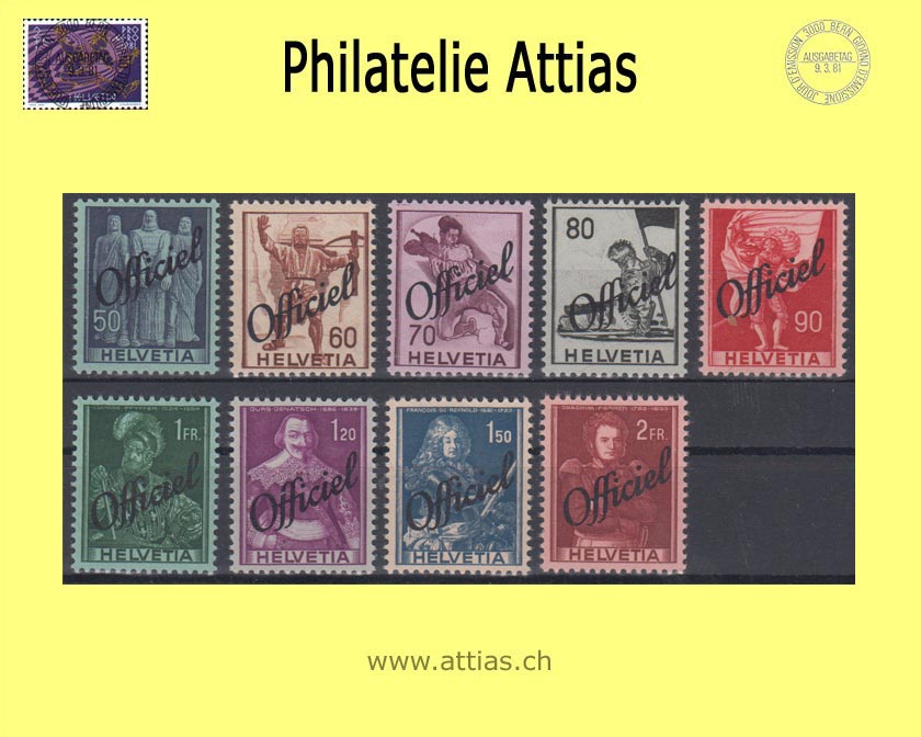 CH 1942 DII 55-63 Historische Bilder mit Aufdruck Officiel, Satz Postfrisch