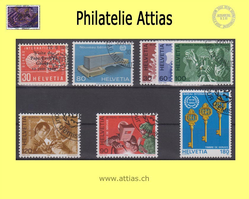 CH 1969-94 DIV 104-11 Restliche Ausgaben 1969-1994, Satz gestempelt