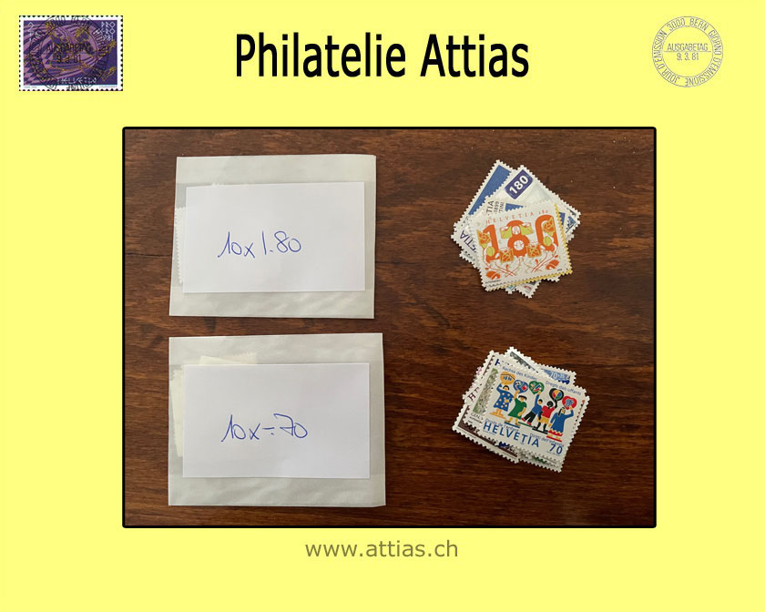 CH - CHF 2.50 Face value in 2 values gummed (10x) -20% (A-Mail B4-letter up to 1kg from 1.1.24)