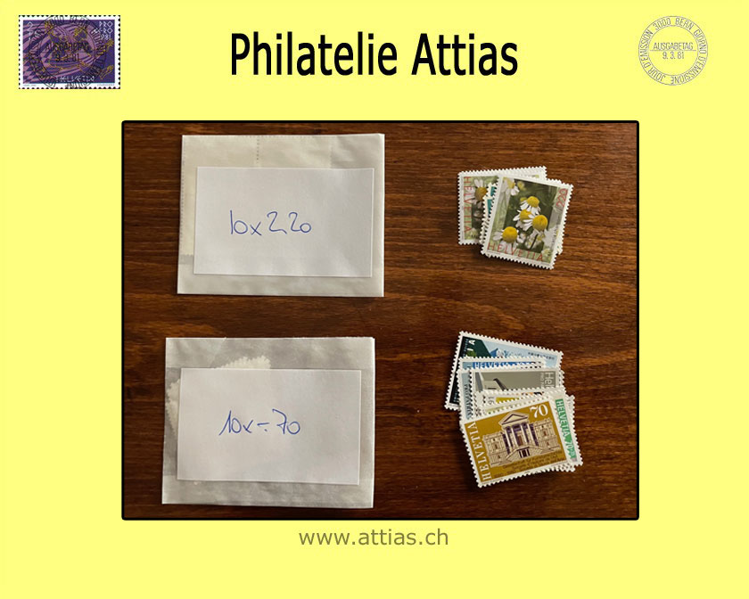 CH - CHF 2.90 Wertstufe in 2 Werten nassklebend (10x) -20% (A-Post-Plus mit Label ab 1.1.24)