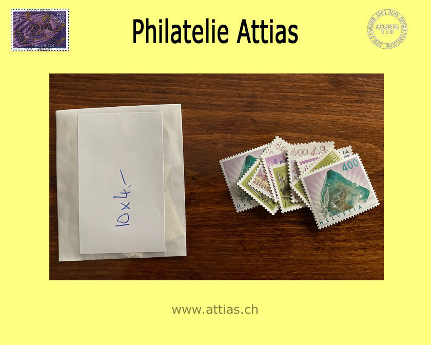 CH - CHF 4.00 Face value, 1 value gummed (10x) -15% (Supplementary value)