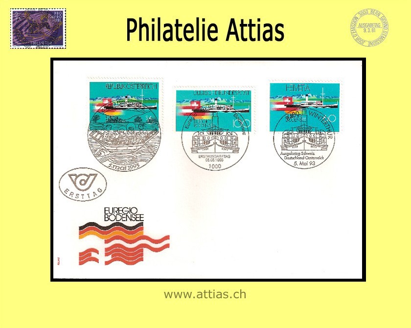 CH 1993 FDC Bodensee - Gemeinschaftsausgabe CH/DE/AT C6