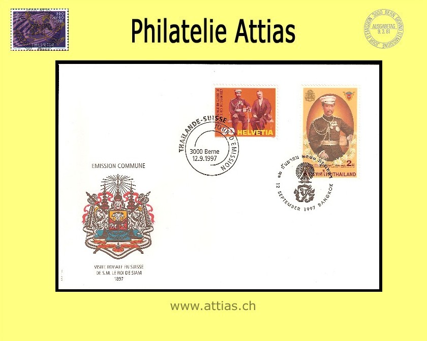 CH 1997 FDC Thai. König - Gemeinschaftsausgabe CH/TH C6 CH