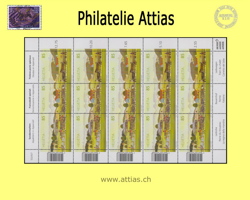 CH 2009 OZ178 Alpabfahrt - Zusammendruck-Bogen -  Postfrisch