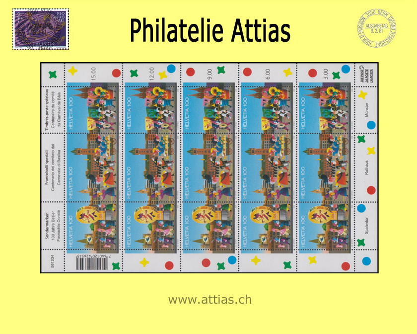 CH 2010 OZ183 Basler Fasnachts-Comité - Zusammendruck-Bogen -  Postfrisch