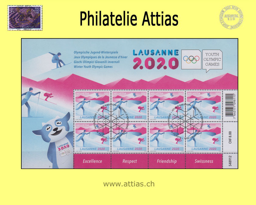 CH 2019 Olympische Jugend-Winterspiele - Zierbogen - ET-Stempel