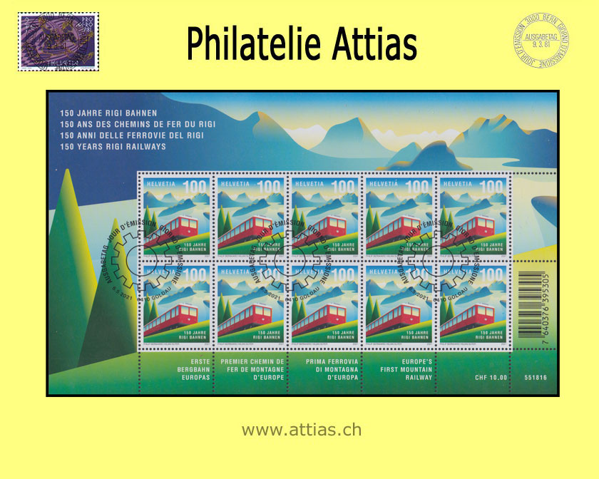 CH 2021 150 Jahre Rigi Bahnen - Zierbogen - ET-Stempel