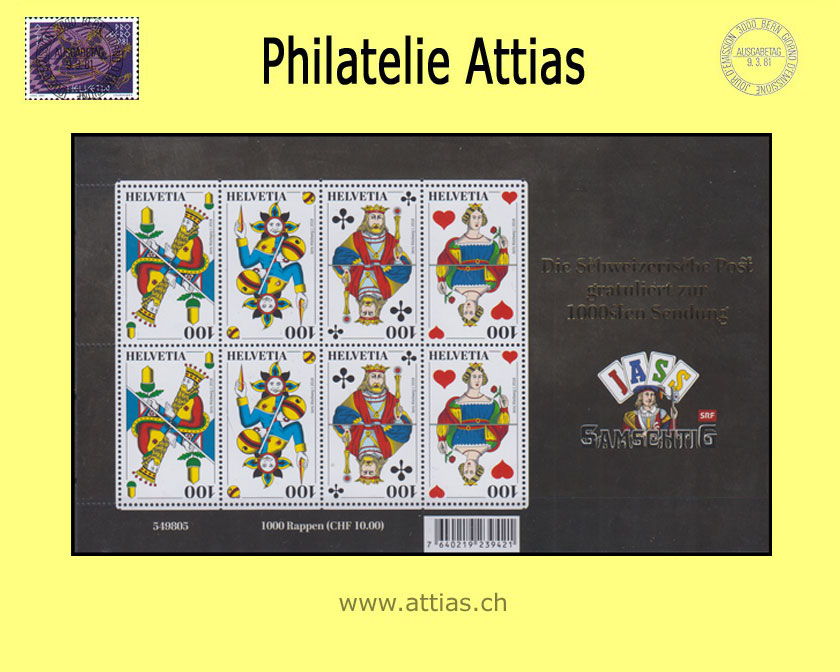CH 2025 Samschtig Jass - Zusammendruck-Bogen mit 8 Briefmarken -  Postfrisch