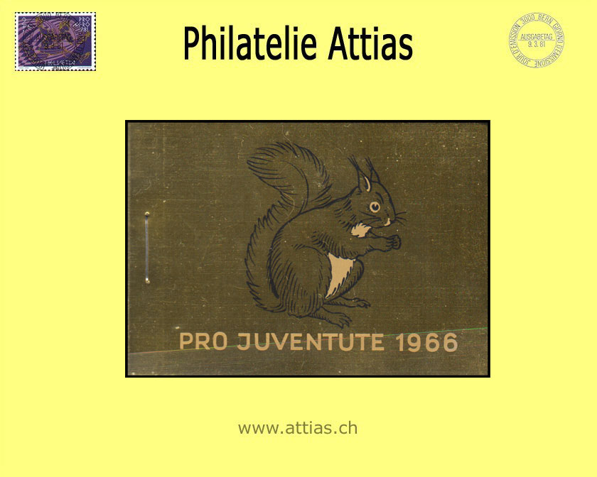 CH 1966 MH Pro Juventute (J-15) ET-Stempel Eichhörnchen, gold