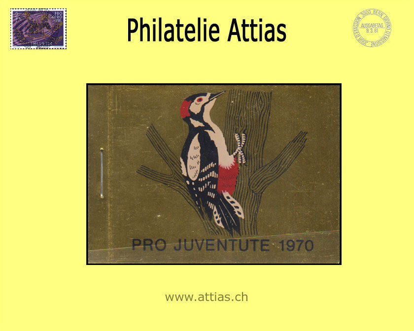 CH 1970 MH Pro Juventute (J-19) MNH Woodpecker, gold