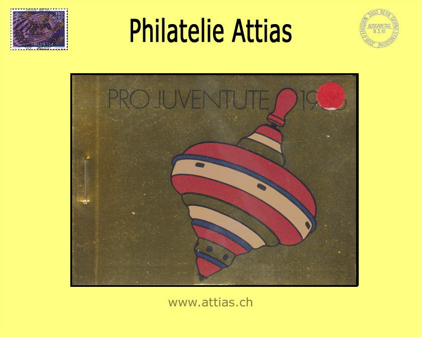 CH 1986 MH Pro Juventute (J-35) ET-Stempel Kreisel, gold