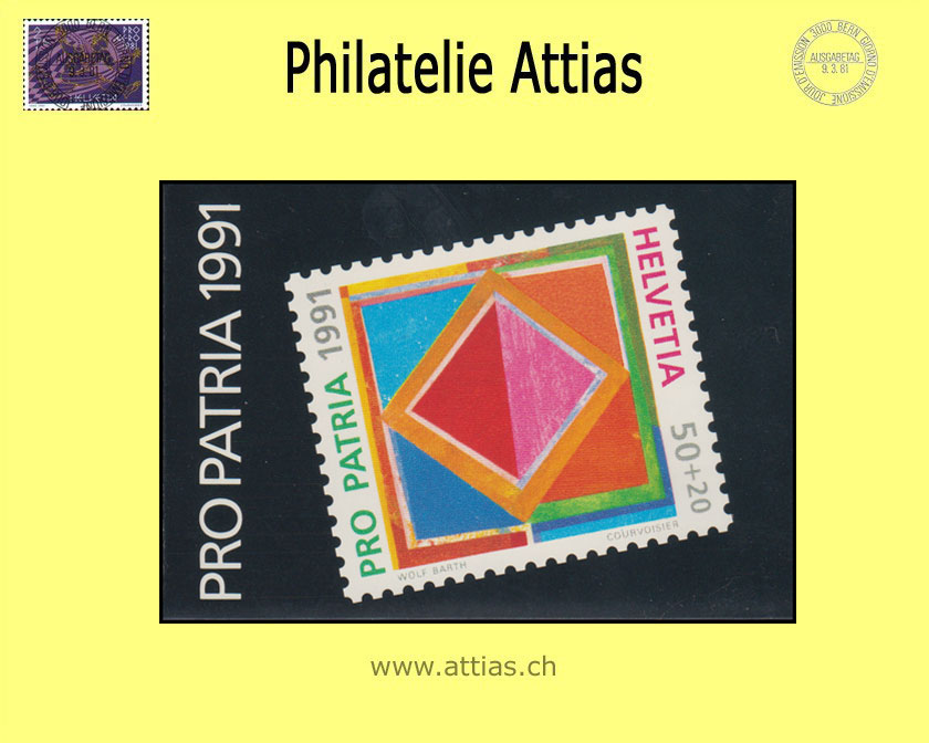 CH 1991 MH Pro Patria (B-3) ET-Stempel Quadrat