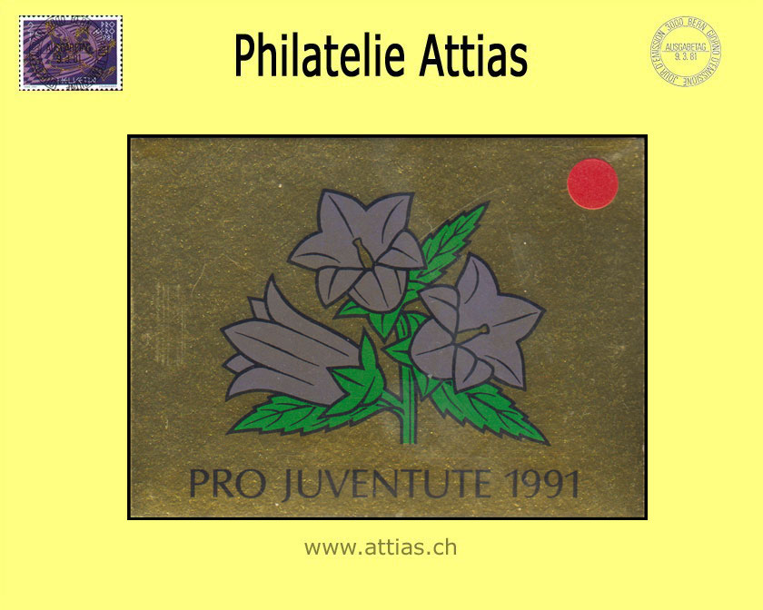 CH 1991 MH Pro Juventute (J-40) ET-Stempel Enzian, gold