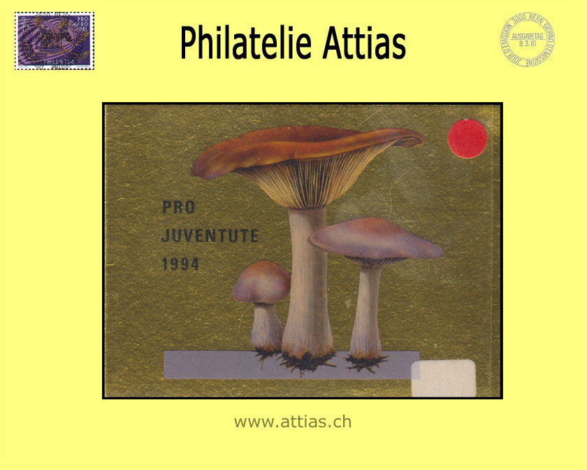 CH 1994 MH Pro Juventute (J-43) ET-Stempel Pilz, gold