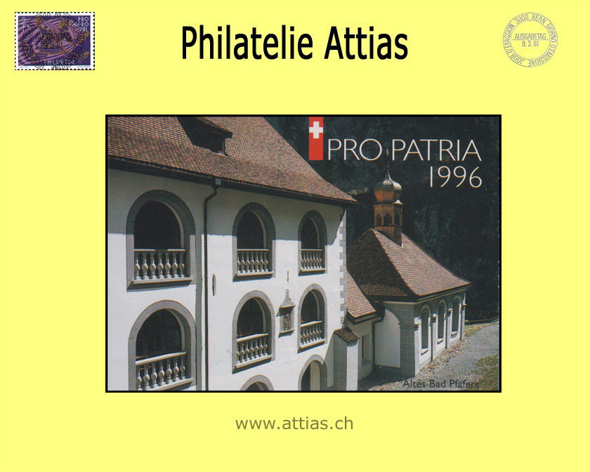 CH 1996 MH Pro Patria (B-8) ET-Stempel Barockbad Pfäfers