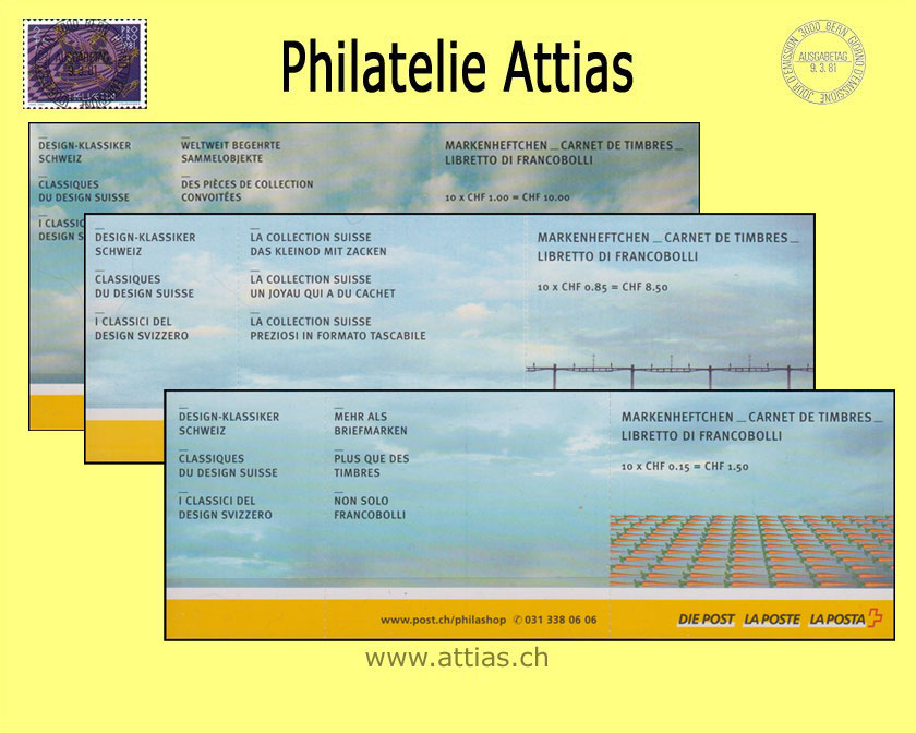 CH 2003 MH Design Klassiker I (0-111-0-113) MNH