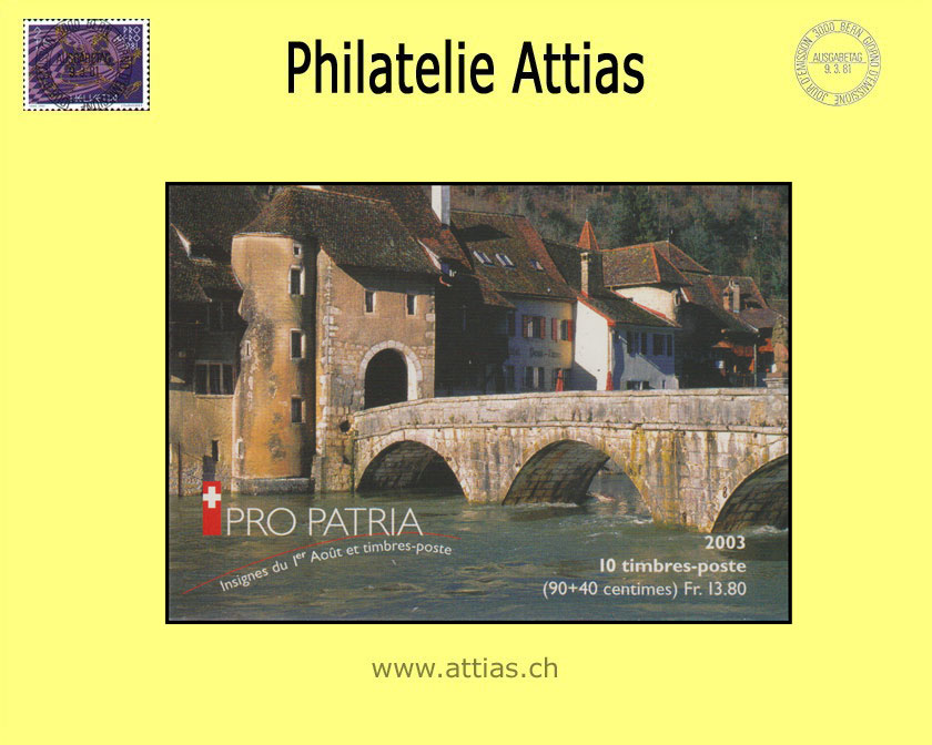 CH 2003 MH Pro Patria (B-15) ET-Stempel Pont Saint Jean