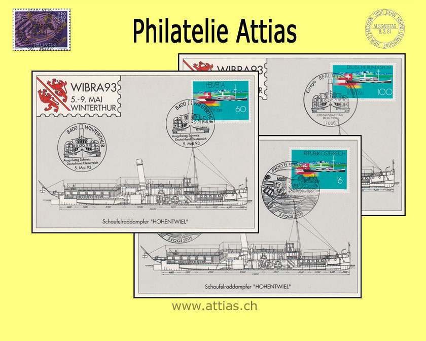 CH 1993 MK 3x Schaufelraddampfer HOHENTWIEL