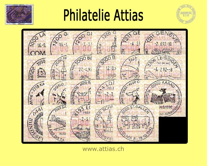 CHS 1992 Serie Sonderstempel 23 Stück