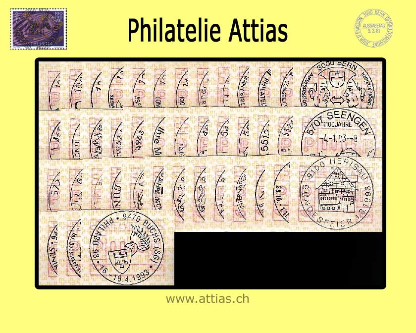 CHS 1993 Serie Sonderstempel 42 Stück