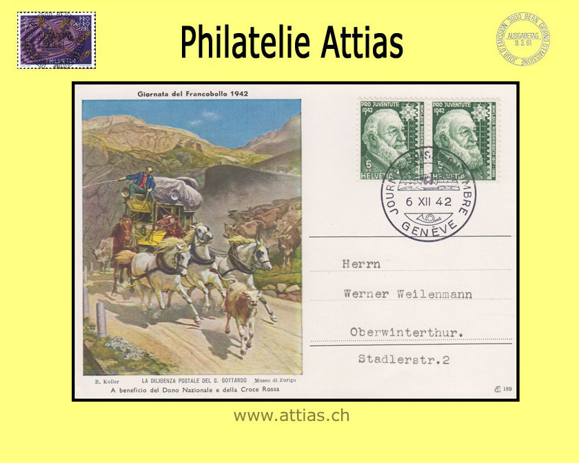 CH 1942 TdB Genf GE, Karte italienisch gestempelt 6.XII.42 Geneve