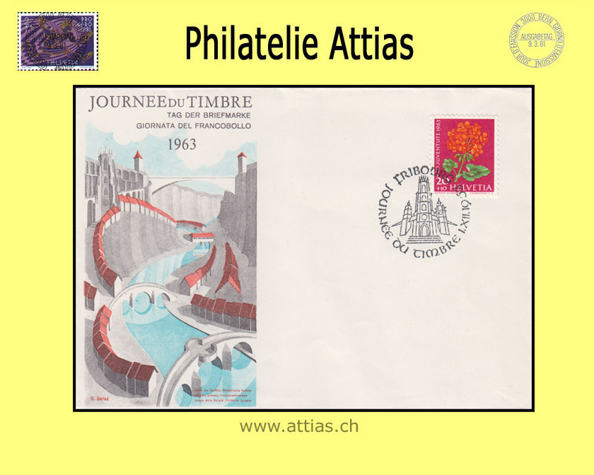 CH 1963 TdB Fribourg FR, Umschlag gestempelt 1.XII.63 Fribourg
