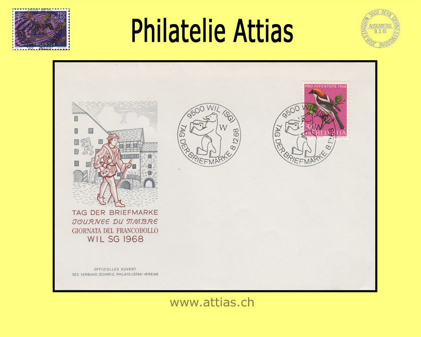 CH 1968 TdB Wil SG, Umschlag gestempelt 8.12.68 9500 Wil (SG)