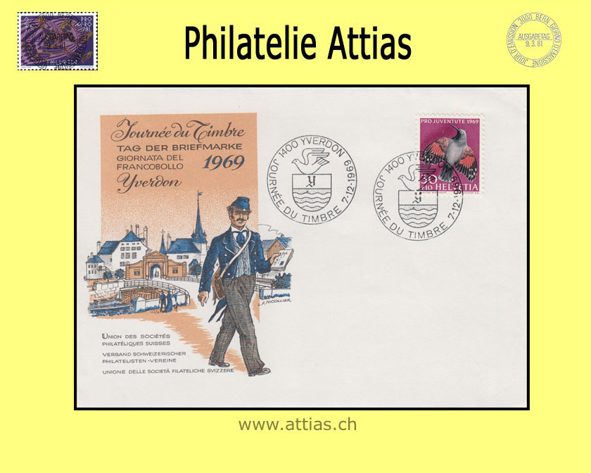 CH 1969 TdB Yverdon VD, Umschlag gestempelt 7.12.1969 1400 Yverdon