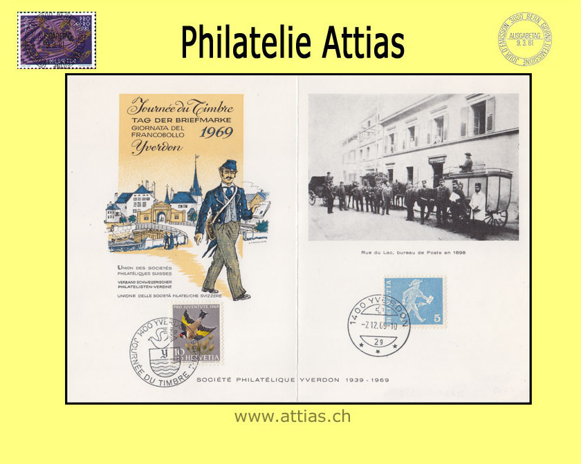 CH 1969 TdB Yverdon VD, Vereins-Doppel-Karte gestempelt 7.12.1969 1400 Yverdon