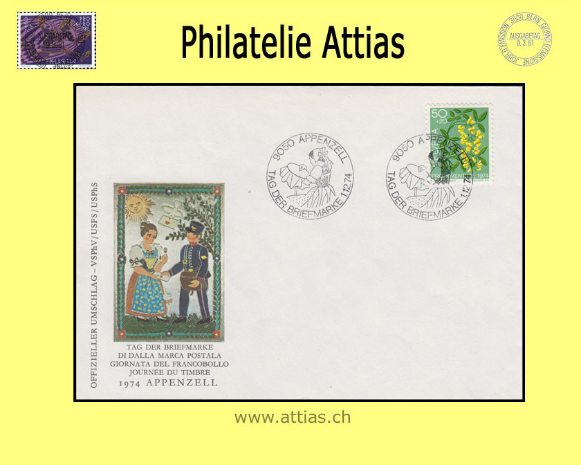 CH 1974 TdB Appenzell AI, Umschlag gestempelt 1.12.74 9050 Appenzell