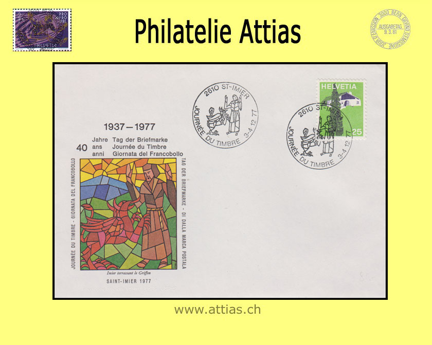 CH 1977 TdB St-Imier BE, Umschlag mit Zudruck 1937-1977 - 40 Jahre T.D.B.M. gestempelt 3-4.12.77 2610 St-Imier