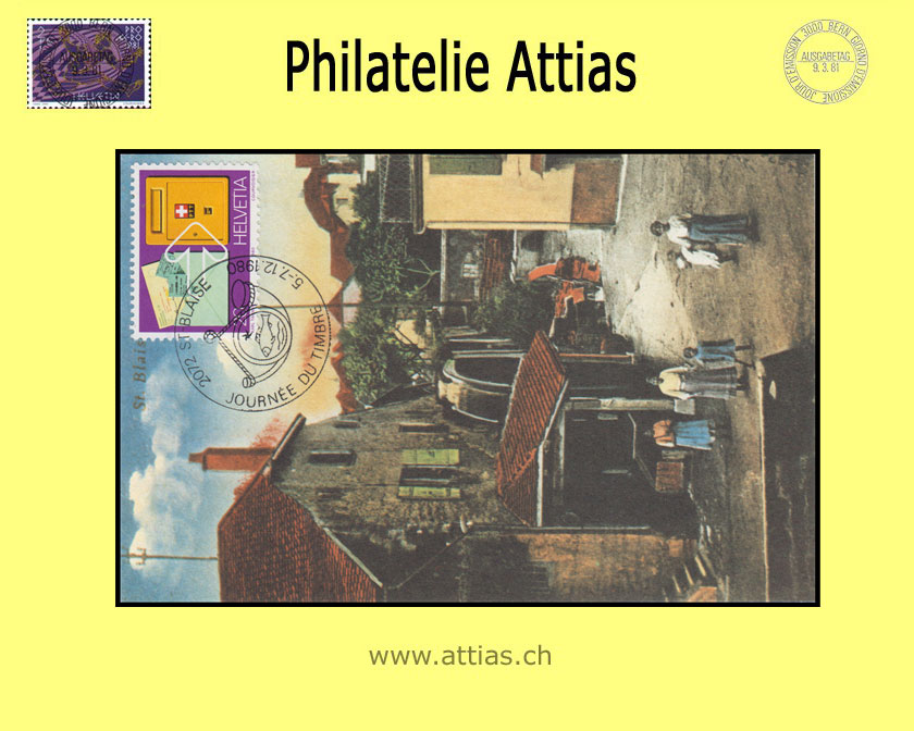CH 1980 TdB St-Blaise NE, Maximum-Karte Moulin gestempelt 5-7.12.1980 2072 St-Blaise