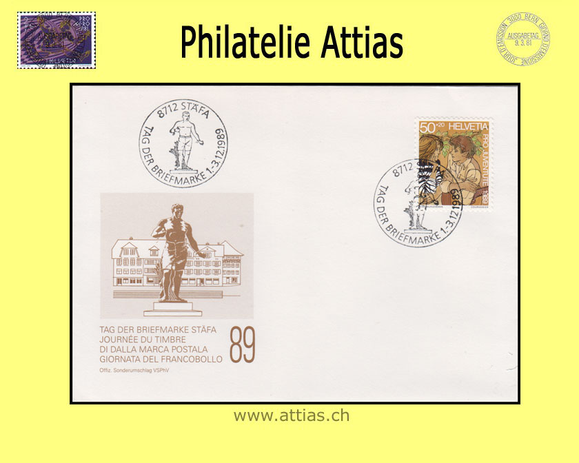 CH 1989 TdB Stäfa ZH, Umschlag gestempelt 1.-3.12.1989 8712 Stäfa