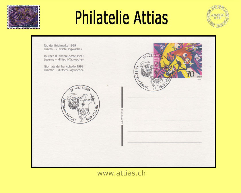 CH 1999 TdB Luzern LU,  Bildpostkarte  gestempelt 26.-28.11.1999 6000 Luzern - Fritschi-Fäscht