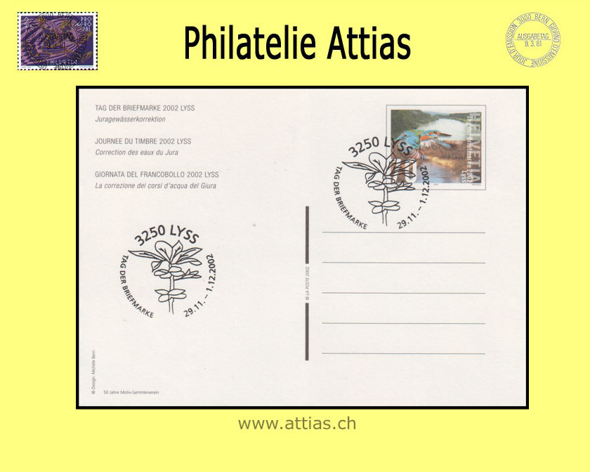 CH 2002 TdB Lyss BE,  Bildpostkarte gestempelt 29.11.-1.12.2002 3250 Lyss