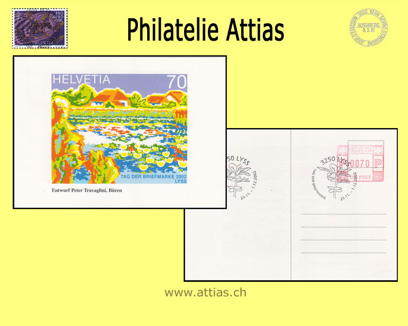 CH 2002 TdB Lyss BE, Vereins-Karte Entwurf Marke gestempelt 29.11.-1.12.2002 3250 Lyss